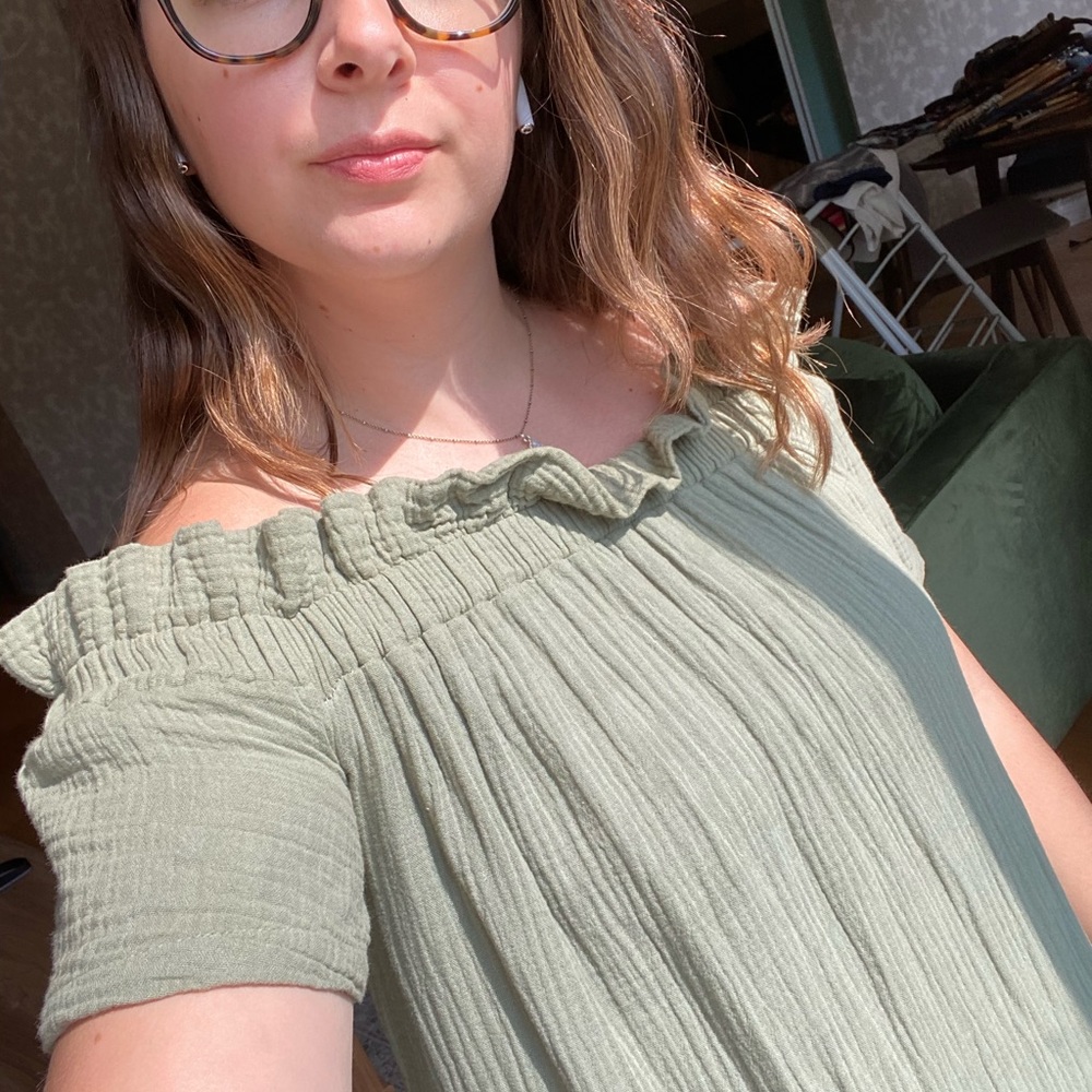 Beautiful off the shoulder green dress
